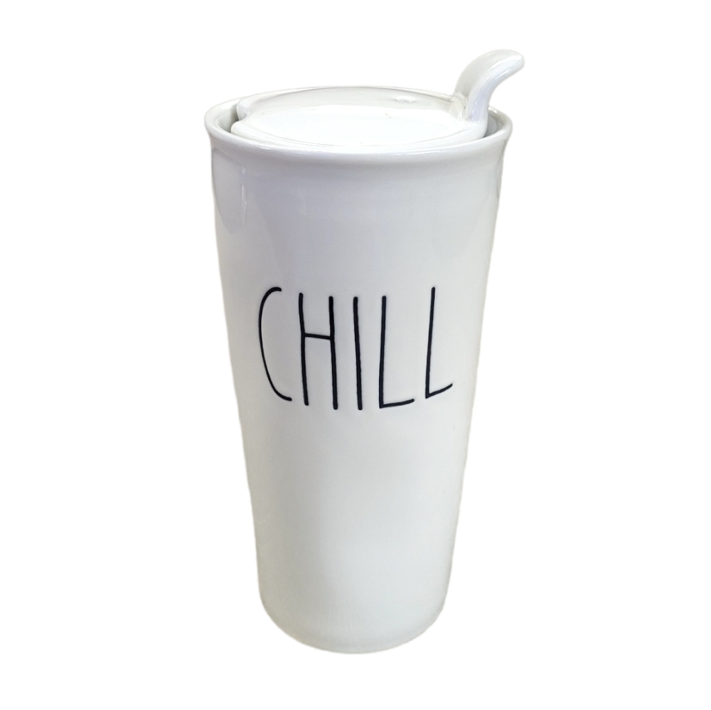 Rae Dunn Artisan Collection Chill Tall Coffee Mug Tumbler with Ceramic Lid